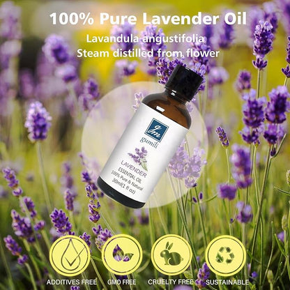 GM Gumili Lavender Essential Oil, Pure Lavender Oil for Skin, Hair, Diffuser, Spray, Body Wash, Lotion, Soap, Household - 1 Oz/30ml