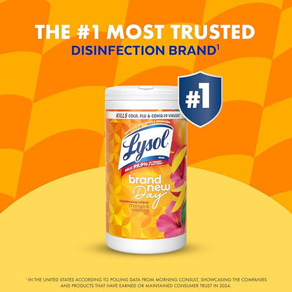 Lysol Disinfecting Wipes Bundle, Home Apartment Dorm Room Essentials and Cleaning Supplies, All Purpose Cleaner, Multi-surface Cleaning & Sanitizing Wipes, Lavender & Mango Scents, 80 Count (4pk)