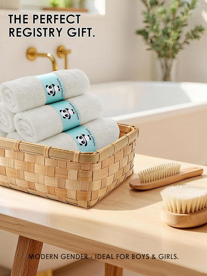 HIPHOP PANDA Baby Washcloths, Rayon Made from Bamboo - 2 Layer Ultra Soft Absorbent Newborn Bath Face Towel - Reusable Baby Wipes for Delicate Skin - Ivory, 6 Pack