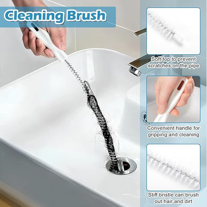 11in1 Drain Snake Set with 24 inch Magnetic Sewer Cleaning Hook, 25 Inch Sink Snake Drain Tool, 34 inch Steel Snake Drain, 59 Inch Tube Drain Brush, 18inch Cleaning Brush for Toilet, Kitchen Sink