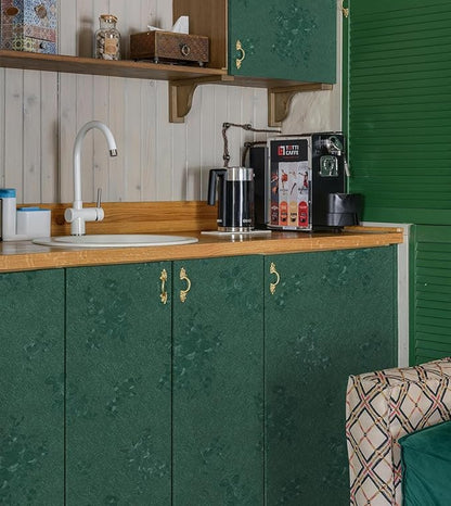 Dark Green Wallpaper Embossed Floral Peel and Stick Wallpaper 118inL78.7inW Contact Paper for Cabinet Drawers Pure Green Flower Contact Paper Textured Self Adhesive Thicken Bathroom Waterproof