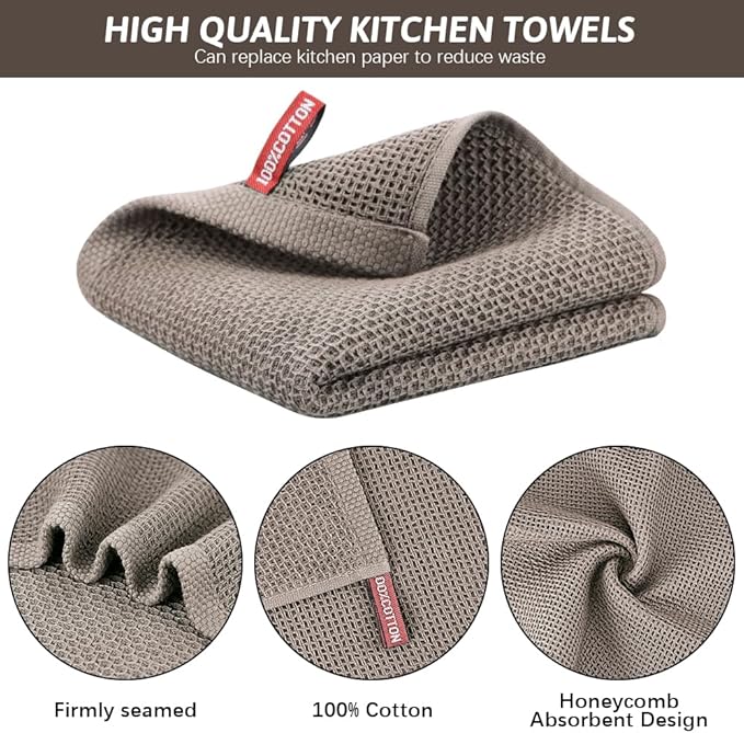 Nialnant 6 Pack Kitchen Hand Towels,100% Cotton Dish Towels for Kitchen,Extra Soft & Absorbent Dish Cloths for Washing Dishes,Cleaning Rags