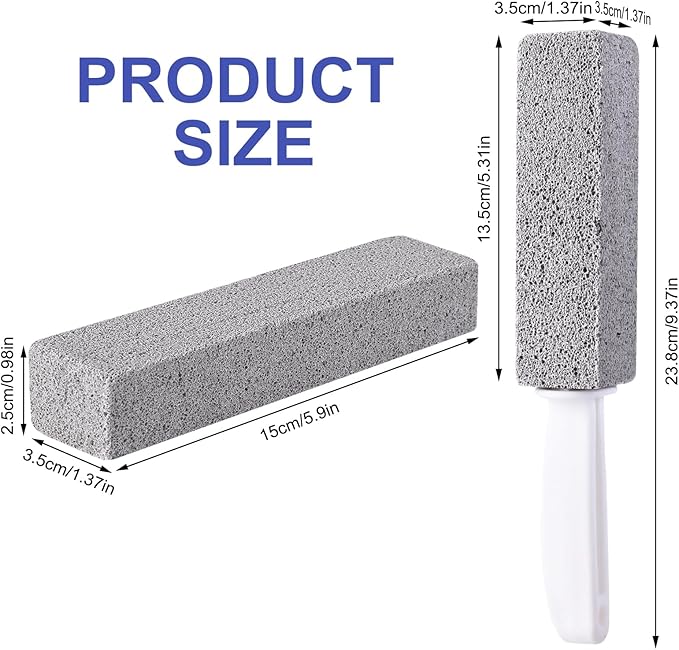 7 Pack Pumice Stone for Toilet Cleaning, Pumice Stone Toilet Bowl Cleaner, Pumice Scouring Stick with Handle, Powerfully Cleans Hard Water Rings, Replaceable Design