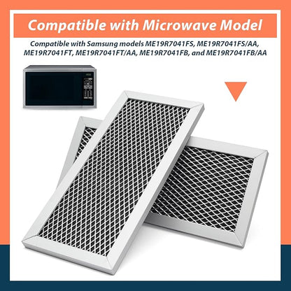 2Pcs Microwave Oven Charcoal Filter Replacement for Samsung Model ME19R7041FS ME19R7041FS/AA ME19R7041FT ME19R7041FT/AA ME19R7041FB ME19R7041FB/AA