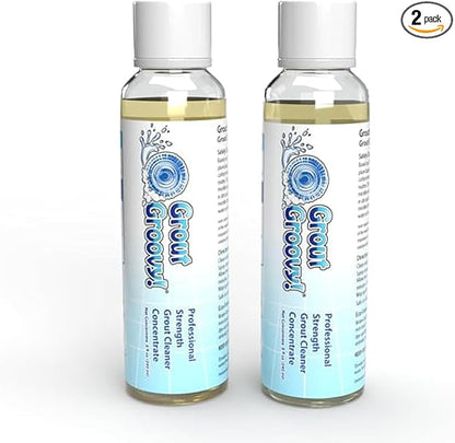 Grout Groovy! Heavy Duty Grout Cleaning Solution Concentrate | Makes up to 2 Gallons | Powerful & Versatile Cleaning Solution | Bathroom, Tile, & Kitchen Floor Grout Cleaner | 8 oz (Pack of 2)