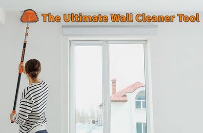 30 Foot High Reach Duster Kit with 5-24 ft Extension Pole // High Ceiling Dusting and Window Cleaning Kit with Telescopic Pole // Baseboard and Wall Washer Mop, Squeegee, Fan Blade & Cobweb Dusters