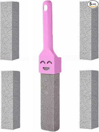 Pumice Stone Toilet Bowl Cleaner with Handle, Pumice Stone for Cleaning Powerfully Remove Hard Water Ring, Calcium Buildup, for Pool, Toilet, Kitchen Sink, Grill, Bathtubs, 5 Pack Purple