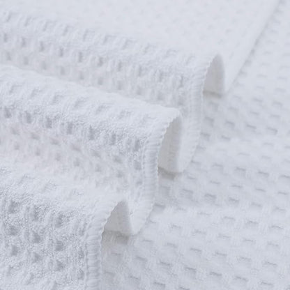 POLYTE Ultra Premium Microfiber Kitchen Dish Hand Towel Waffle Weave, 8 Pack (16x28 in, White)