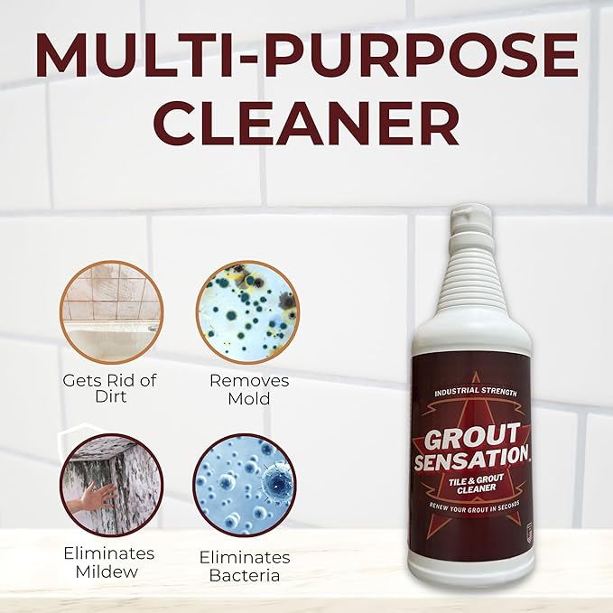 Heavy Duty Grout Cleaner - (Pack of 3) - For Tile Floors & Shower Tiles - Industrial Strength Grout Cleaning Solution Restores Original Color - No Residue, No Odor, USA Made - 32 oz