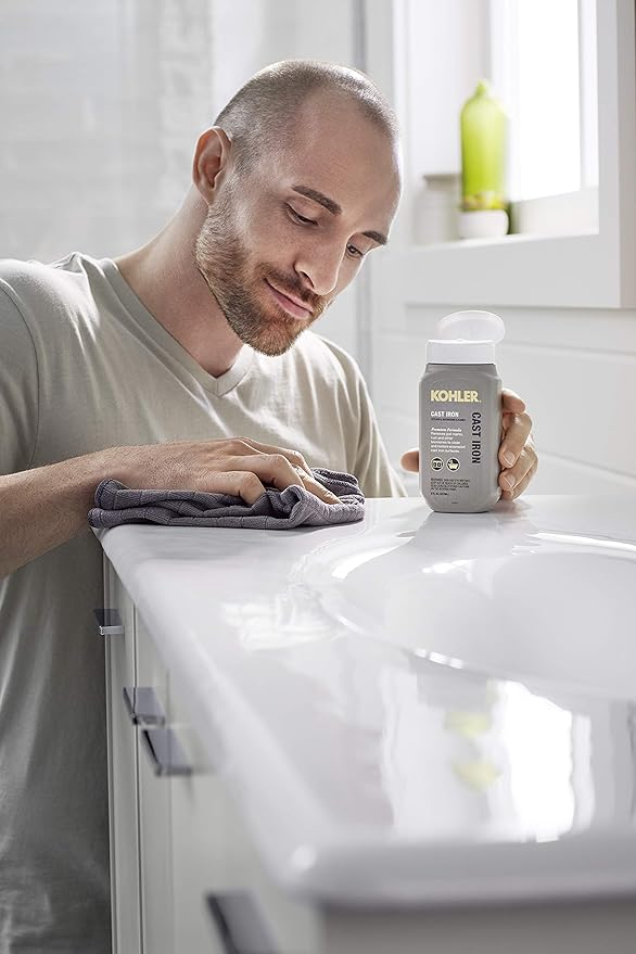KOHLER K-23725-NA Cast Iron Cleaner, For Kitchen and Bathroom, 8 oz Bottle, Non-abrasive Cream-based Cleaner