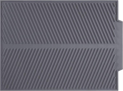 Dish Drying Mat for Kitchen Counter, Silicone Large Dish Drying Pad, Easy Clean Non-slipping Heat Resistant Dish Rack Mat, Foldable Dish Drain Mat, 17'' x 13'', Gray