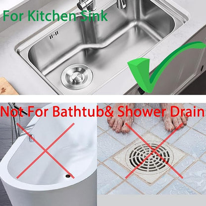 2 Pack Kitchen Sink Drain Strainer with Handle, Stainless Steel Large Kitchen Sink Drain Basket Food Catcher, Outer Diameter 4.5 Inch, Rust Free