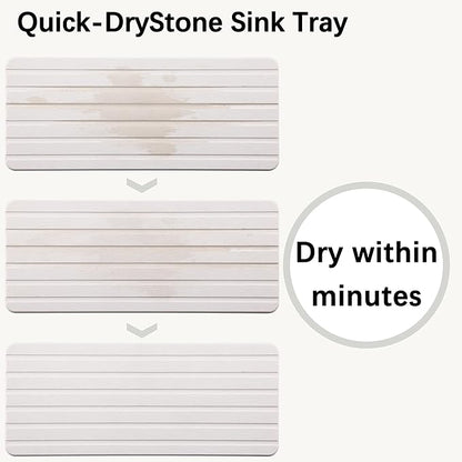 NiuYichee 2 PCS Water Absorbent diatomite Coasters, 9.5" x 4" Water Absorbing Stone Tray for Sink, Stone Drying mat for Kitchen Counter, Stone soap Tray Used for Hand Soaps & toiletries & Plants