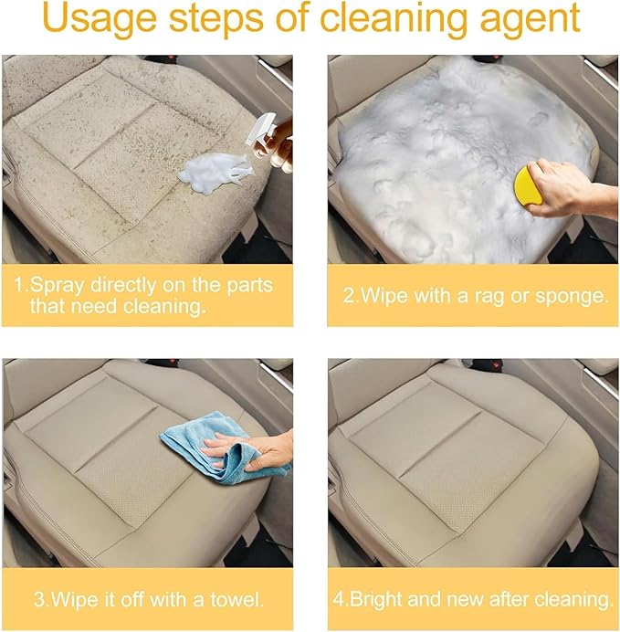 All Purpose Rinse Cleaning Spray, Multi-purpose Foam Cleaner, Car Interior Cleaners, For Leather Car House and Kitchen (3PC)