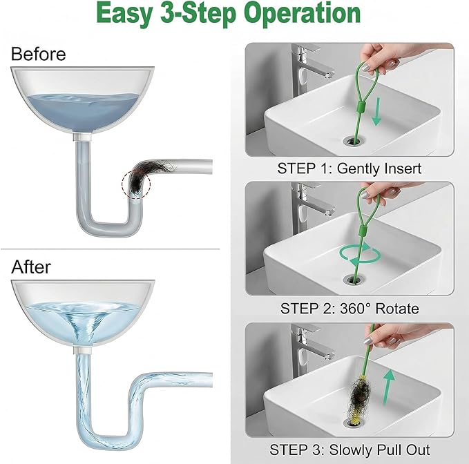 Collection 5 Pack 30 Inch Drain Snake Hair Clog Remover - Flexible Anti-Break Sink Snake with Nylon Layer, Swift Drain Cleaner Tool for Shower, Bathroom Sink, Bathtub Drains