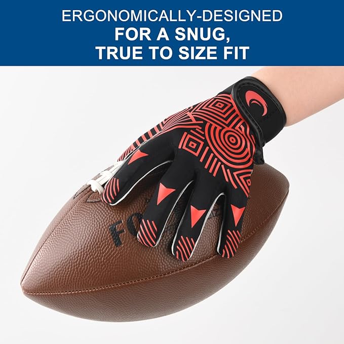 Youth Football Gloves Kids Silicone Grip Receiver Gloves with Super Stick Ability for Best Game Experience