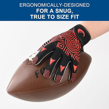 Youth Football Gloves Kids Silicone Grip Receiver Gloves with Super Stick Ability for Best Game Experience