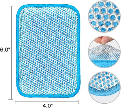 HOMEXCEL 12 Pack Scrub & Wipe Cloths, Scrub Sponges with Non-Scratch Wire Dishwashing Rag for Kitchen, All-Purpose Cloth for Dishes, Pots, Pans, Non-Stick Cookware, Countertops (Blue)