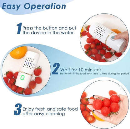Cudinham Fruit and Vegetable Purifier Cleaner Washing Machine Capsule Shape Disinfection OH-ion Purification Technology for Cleaning Grains Rice Meat Seafood, White