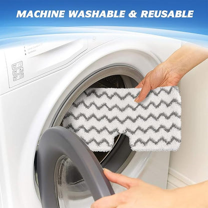 4 Pack Steam Mop Replacement Pads, Microfiber Steam Mop Pads with Scrub Strips, Compatible with Shark Steam Pocket Mop S3500 Series (S3501, S3601, S3901), Washable Pads for Sealed Hard Floors