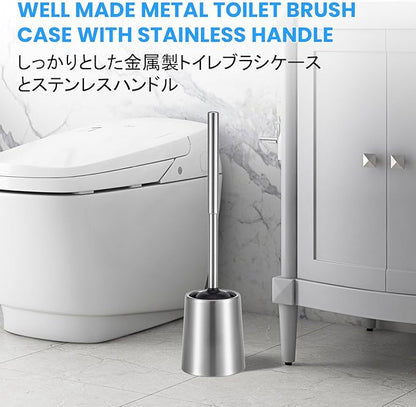Stainless Steel Toilet Brush and Holder Toilet Brush Bowl Cleaning Brush Double Layer Holder Long Brush Handle High Density Silicone Head