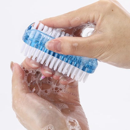 Nail Cleaning Brushes Plastic for Fingernails 2-Sided Non-Slip Nail Brushes 4 Pack(Blue and White)