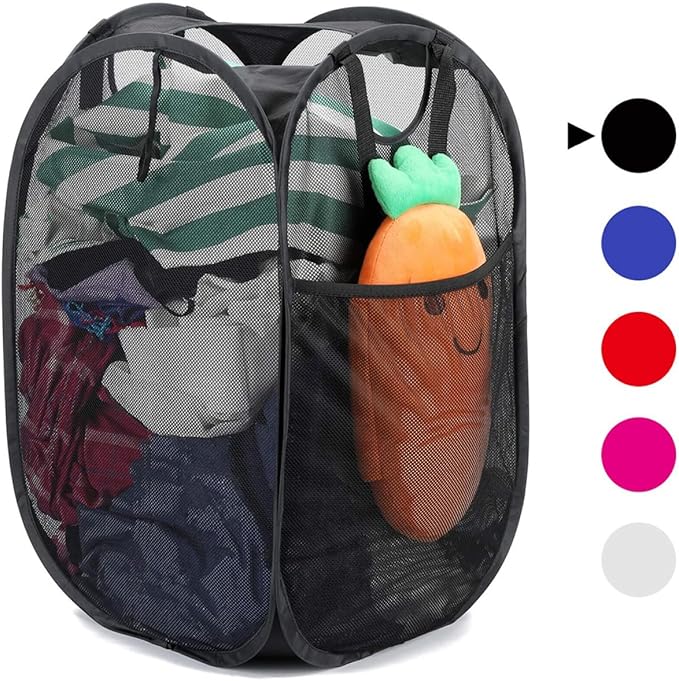 KOMBIUDA Collapsible Laundry Basket Square Folding Clothes Hamper for Dirty Clothes Storage Eco-friendly Material Capacity Organizer for Home and Black