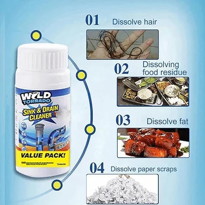 High Speed Drain Cleaner Foaming Powder, Pipeline Dredging Agent, Sink and Drains Cleaners, Sink & Drain Cleaner, Wild Sink and Drains Cleaners