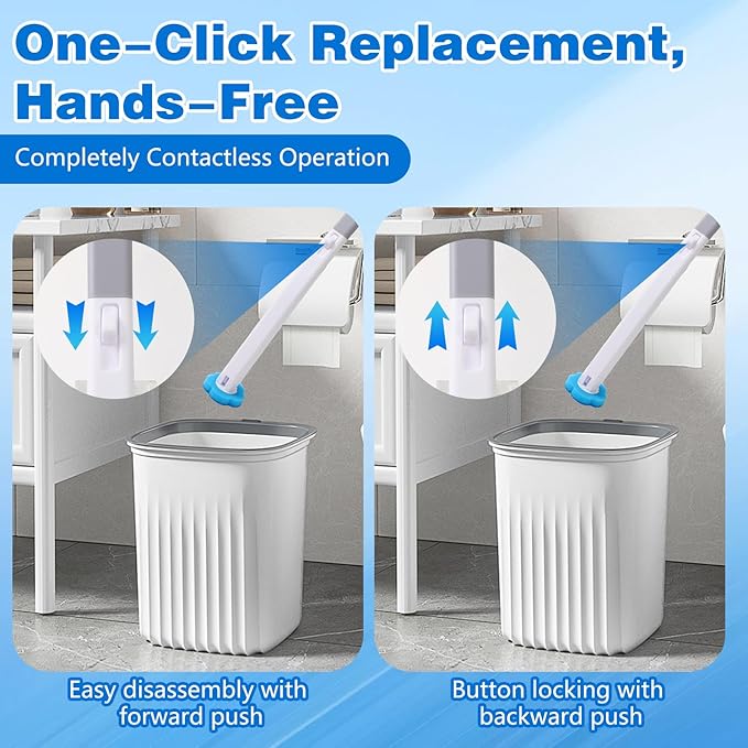Disposable Toilet Brush, Toilet Bowl Cleaning System,Powerful Cleaning, Disposable Toilet Cleaner,with 24 Toilet Wand Refills, for Toilet Bowl Cleaners,Bathroom Cleaning