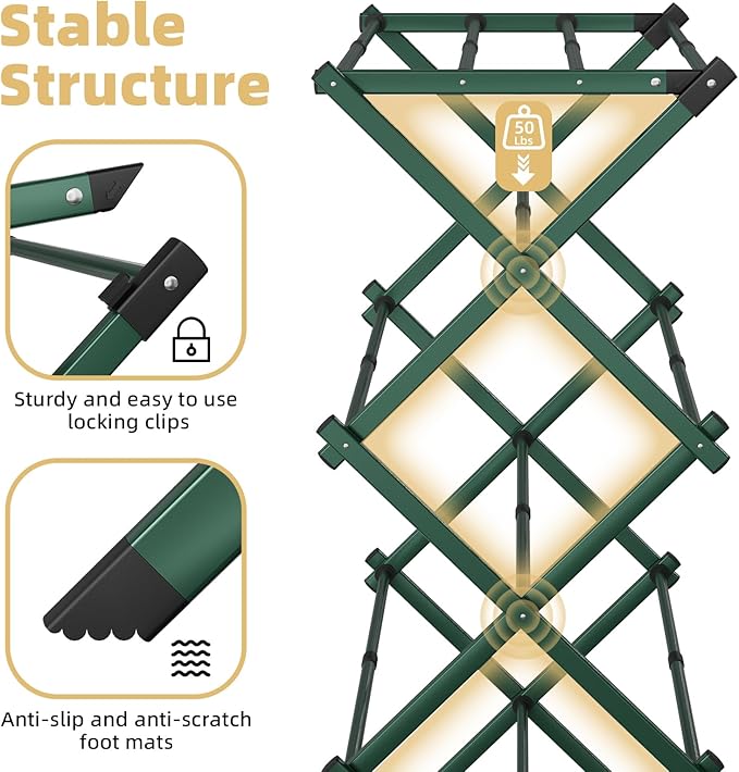 BAKON Clothes-Drying-Rack-Foldable for Small Space, Laundry-Drying Rack Collapsible for Hanging Clothes, Metal Clothing Dry Rack Suit for Indoor & Outdoor, Dorm Room, Apartments, RV, Green