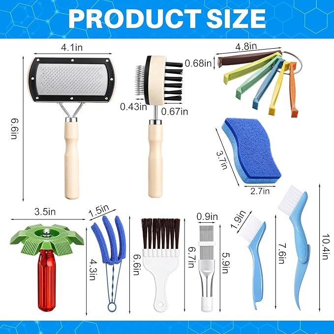 8 Pcs Air Conditioning Fin Cleaner Set HVAC Coil Cleaning Brush Condenser Fin Straightener Evaporator Coil Cleaner AC Comb Condenser Split Cleaning Kit Fridge Radiator Tool (Beige,Wood)