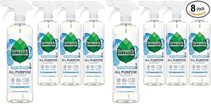 Seventh Generation All Purpose Cleaner,Biodegradable Formula,Free & Clear,23 oz,(Pack of 8)