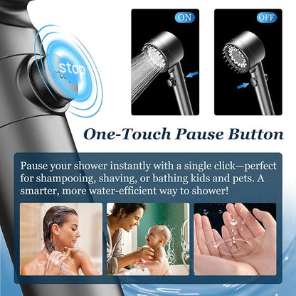 FEELSO Filtered Shower Head with Handheld, High Pressure 4 Spray Showerhead with Filters & Upgraded Anti-clog Nozzles for Hard Water -Remove Chlorine, Reduce Dry Itchy Skin -ON/OFF Switch for Pet Bath