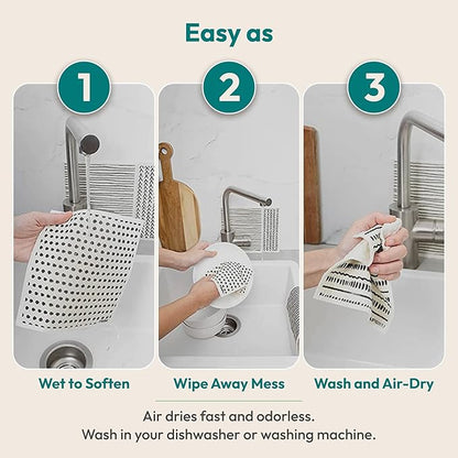 FEBU Swedish Dishcloths for Kitchen | 5 Pack Watercolor Reusable Paper Towels Washable | Swedish Dish Towels | Non-Scratch Cellulose Sponge Cloths | No Odor, Biodegradable Cleaning Cloths
