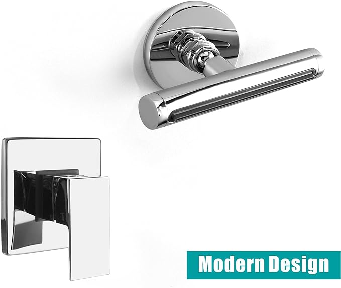 SKOWLL Waterfall Shower Adjustable, Wall Mount Modern Rainfall Waterfall Shower Head Set, Polished Chrome Waterfall Showerhead Jet, High Pressure Shower Body Spray Jets