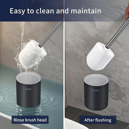 Toilet Brush and Holder, Stainless Steel Toilet Bowl Brush with Light Handle and Durable Bristles for Bathroom Cleaning