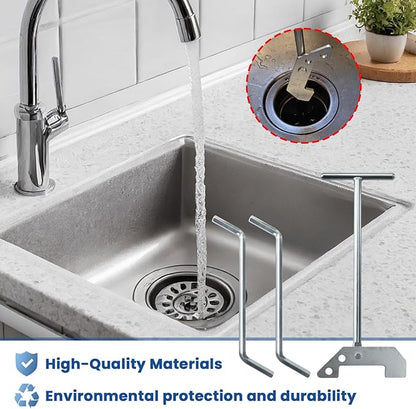 Garbage Disposal Wrench, Garbage Disposal Unjamming Wrench with 2 Garbage Disposal Allen Wrench, Garbage Unclogger to Dislodge Jams or Clutter from Above the Sink