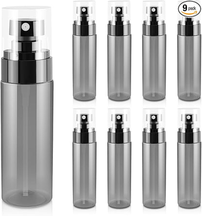 9Pack Small Spray Bottle, 2oz Black Plastic Fine Mist Mini Spray Bottles, Empty Refillable Travel Spray Bottle, Mister Bottle for Hair, Cleaning, Salons, Planting, Skin Care