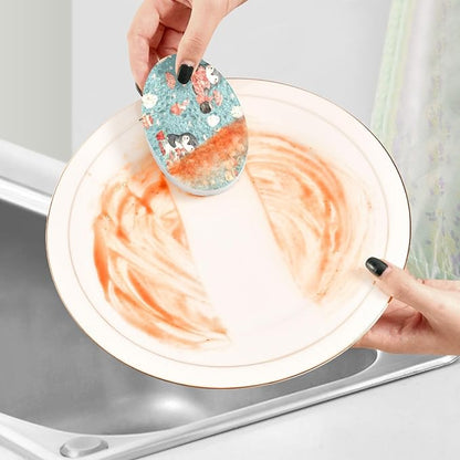 Penguin Kitchen Scrub Sponges, Pop-up Kitchen Cleaning Sponges Reusable Dish Washing Sponges for Bathroom Household Cleaning 3 Pack - Non Scratch Scrubber