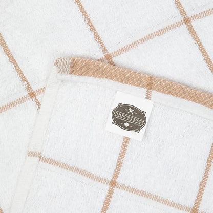 Arkwright Kitchen Tea Towels - (Bulk Case of 144) Soft, 100% Cotton Terry Dishcloths, Highly Absorbent & Quick Dry, Hand Washcloths for Washing, Drying, and Cleaning, 15 x 25 in, Tan