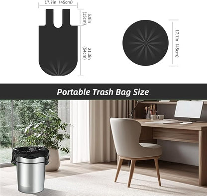 MakMeFre 5Rolls 4Gallon Portable Trash Bags,Thicken Small Garbage Bags for Office,Bedroom,Kitchen Waste Bin(150Counts,Black)