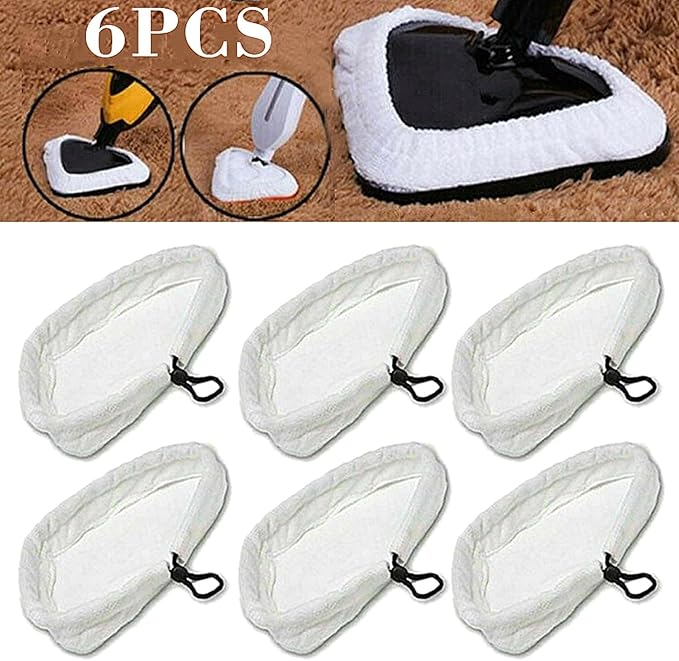 6 Pack Reusable Mop Pads Compatible with H2O Mop X5, Microfiber Steam Mop Replacement Pads, Washable Cleaning Pads for Hardwood, Tile, and Laminate Floors