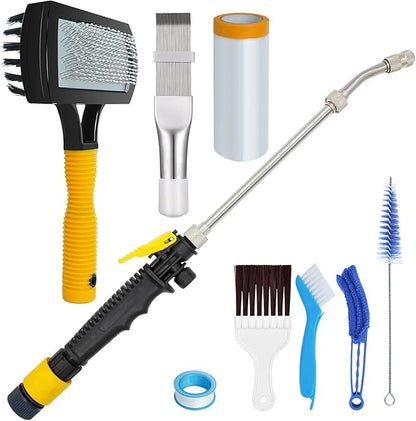 Aufind 7 PCS Different Air Conditioner Fin Cleaner kit, Brush Condenser Ac Coil Cleaner Air Refrigerator Fin Cleaner Evaporator Radiator Repair Clean Tool (Yellow)