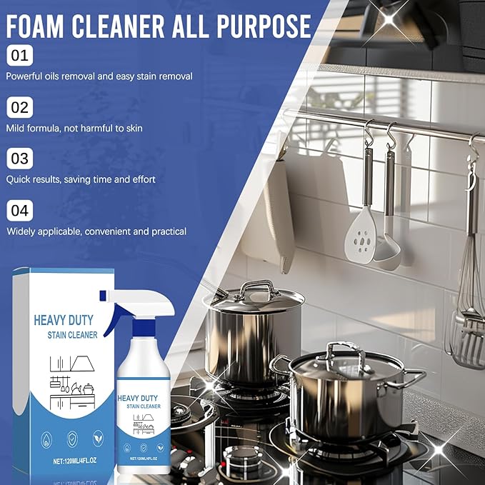 2PCS Foam Cleaner All Purpose, Kitchen Cleaning Spray, Kitchen Grease Cleaner for Pots, Countertops, Ovens