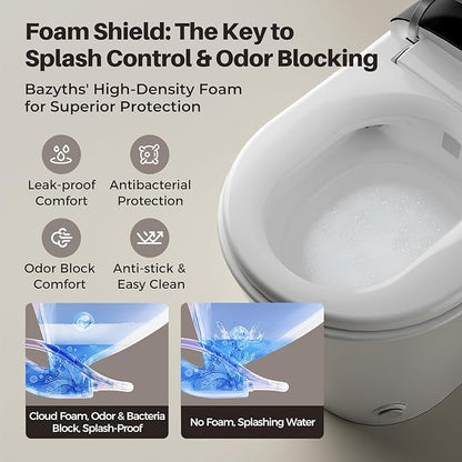 Smart Compact Toilet for Small Bathroom, 23" Depth Shallow Toilet with Foam Shield Auto Open/Close Lid, 12" Rough In, Built-in Tank, Heated Seat Foot Sensor Flush One-Piece (ZY695A Mini)