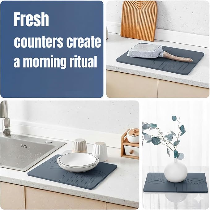 Small Stone Drying Mat for Kitchen Counter 18"×13" Diatomaceous Earth Dish Drying Mat, Drying Stone Mat for Modern Kitchen Countertop