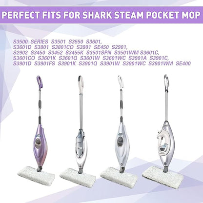 Tidy Monster Steam Mop Replacement Pads, 4 Pack Steam Pocket Mop Pads Compatible with Shark S3500 Series, S3501, S3601, S3550, S3901, SE450, S3801CO, S3601D, S2901, S2902