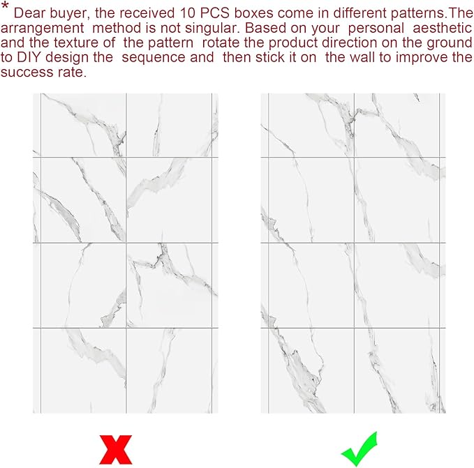 10pcs Marble Peel and Stick Waterproof Wall Panels,Heat-Resistant Backsplash Tile, 23.6"x11.8" PVC Foam Wall Sticker for Kitchen,Living Rooms,TV Walls,White and Gray (Not Real Tile 19.4Sq. Ft.)
