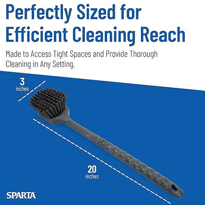 SPARTA 40501EC03 Plastic Large Scrub Brush, Kitchen Brush, Utility Brush With Long Handle For Cleaning, 20 Inches, Black