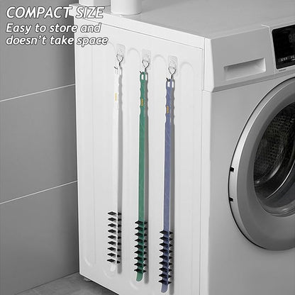 3 Pack Washing Machine Cleaning Brush, Crevice Brush of Drum Washing Machine, Home Essentials Cleaning Brush, Long Coil Brush Washing Machine Brush Stiff Bristle Cleaning Tool (3Pcs Gray)